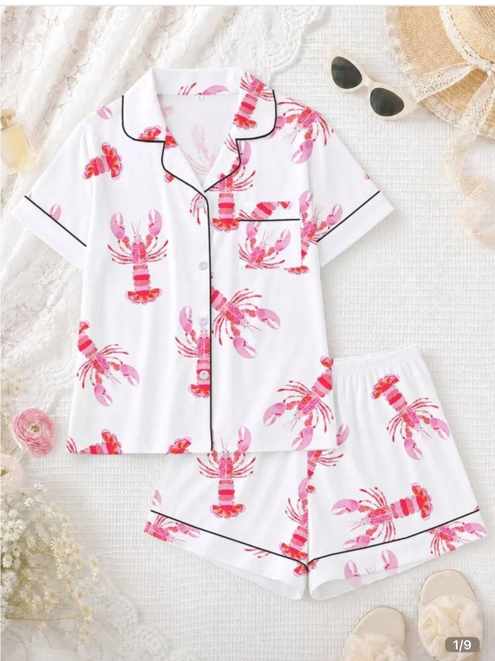 Soft Pajama Set with Lobster  Print